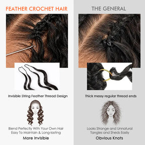Premium Body Wave Feather Crochet Human Hair Extensions Reusable Natural