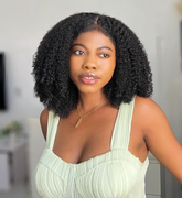4c Edges | Bob Wig 13x4 Glueless Afro Kinky Curly Human Hair Wig 220% Density