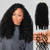 Raw Burmese Curly Crochet Human Hair Pre Separated Miracle Knots Feather Braiding Hair For Boho Knotless Braids Natural Black