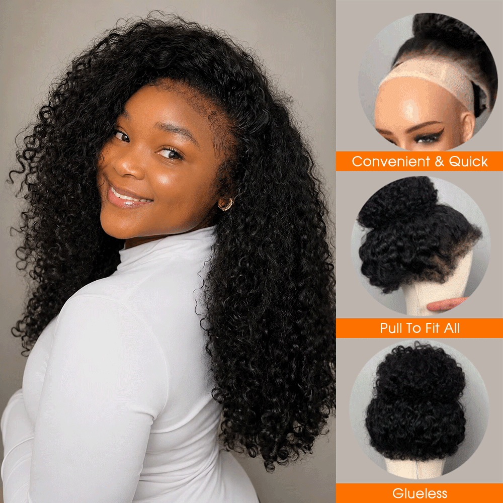4C Curly Edges 360 HD Lace Frontal 220%/250% Density Jerry Curly Wig Invisible Strap Bleached Knots Pre Cut Lace Glueless