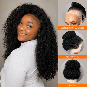 4C Curly Edges 360 HD Lace Frontal 220%/250% Density Jerry Curly Wig Invisible Strap Bleached Knots Pre Cut Lace Glueless