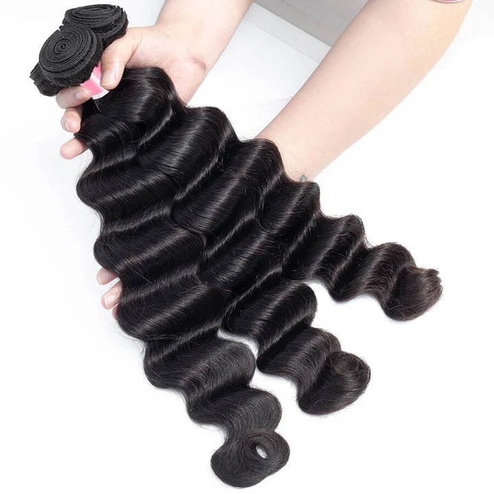 Brazilian Loose Deep Wave Hair 3 Bundles/4 Bundles 12A Unprocessed Virgin Human Hair Weave