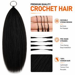 Silky Straight Knotless Feather Crochet Hair | Pre-Looped Pre-Separated Human Hair Extensions