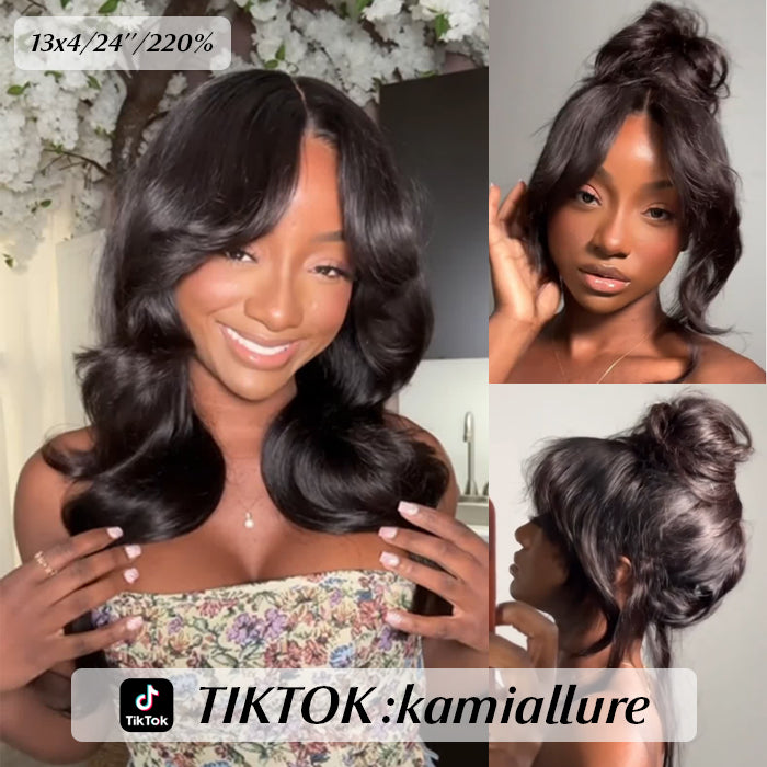 body wave curtain bangs glueless hd lace wigs