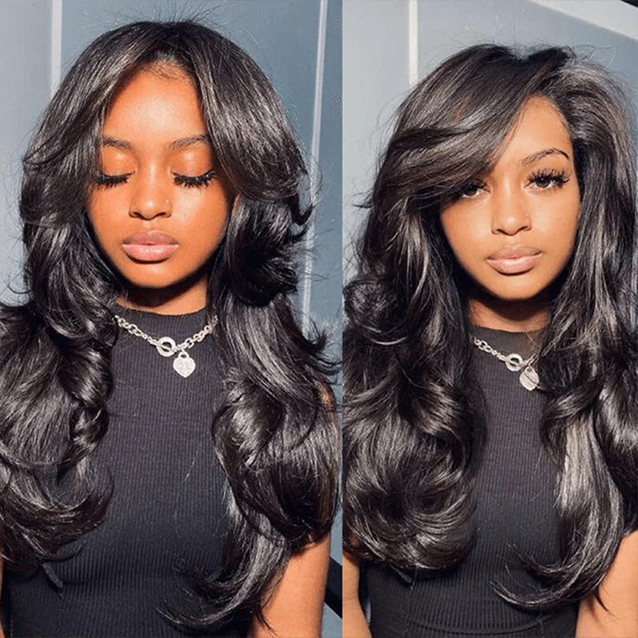 body wave curtain bangs hd lace glueless wigs