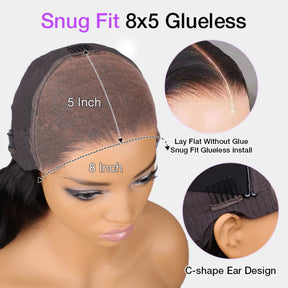 Butterfly Cut With Curtain Bangs Loose Body Wavy Pre Cut 8x5 HD Lace Closure Wig 180% Density