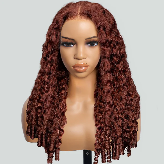 350% Density Glueless Burmese Curly 33# Reddish Brown 13x6 Full Lace Pre-Everything Wear Go Wig
