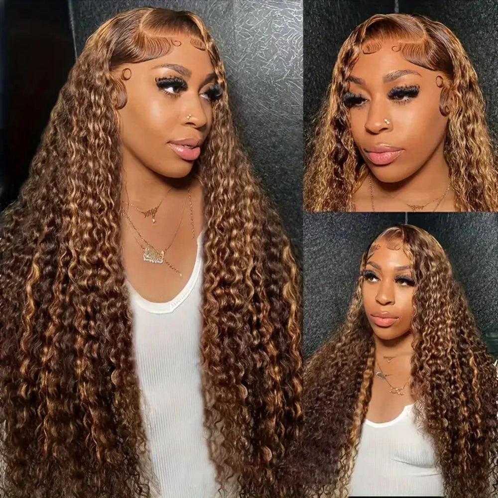 4/27 Highlight Deep Wave 8x5 13x6  HD Lace Frontal Wig Human Hair 220% Density