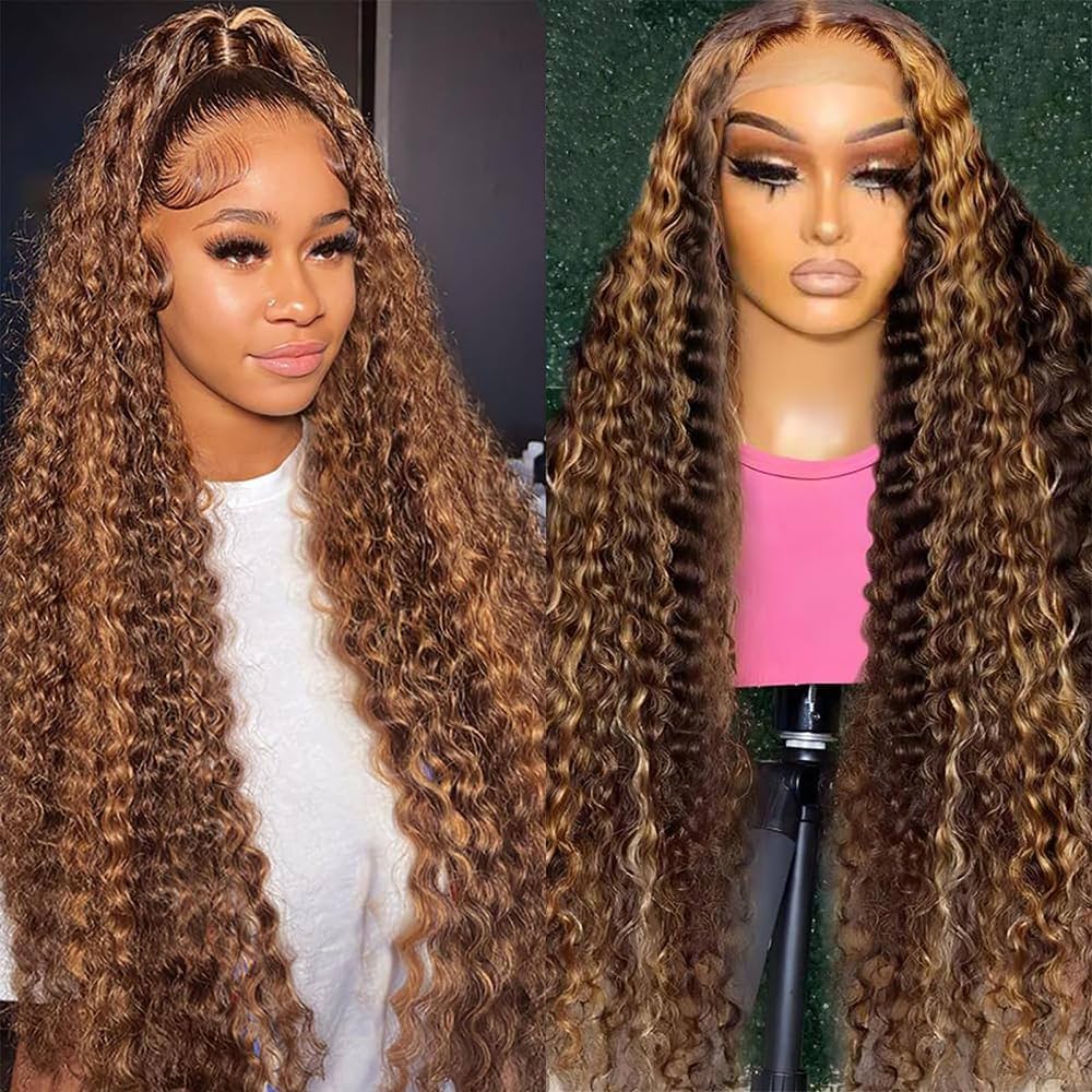 4/27 Highlight Deep Wave 8x5 13x6  HD Lace Frontal Wig Human Hair 220% Density