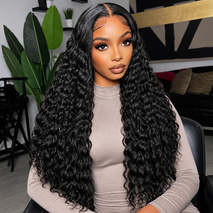 5x5 HD Lace Super Double Drawn Hair Deep Wave Human Hair Wigs Thick Look 350% Density
