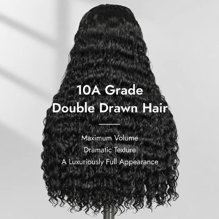 5x5 HD Lace Super Double Drawn Hair Deep Wave Human Hair Wigs Thick Look 350% Density