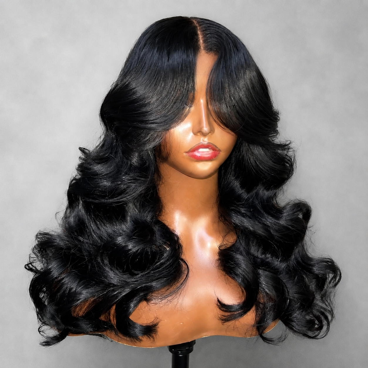 Butterfly Cut Curtain Bangs Loose Body Wave Wig 13x6 Deep Part Glueless Pre Cut HD Lace Drawstring Wig