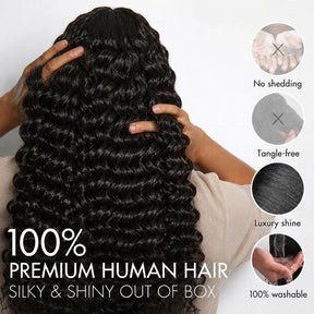 Premium 18 Inch Deep Wave Lightweight Feather Crochet Human Hair Extensions Reusable Natural Deep Wave Crochet Braids