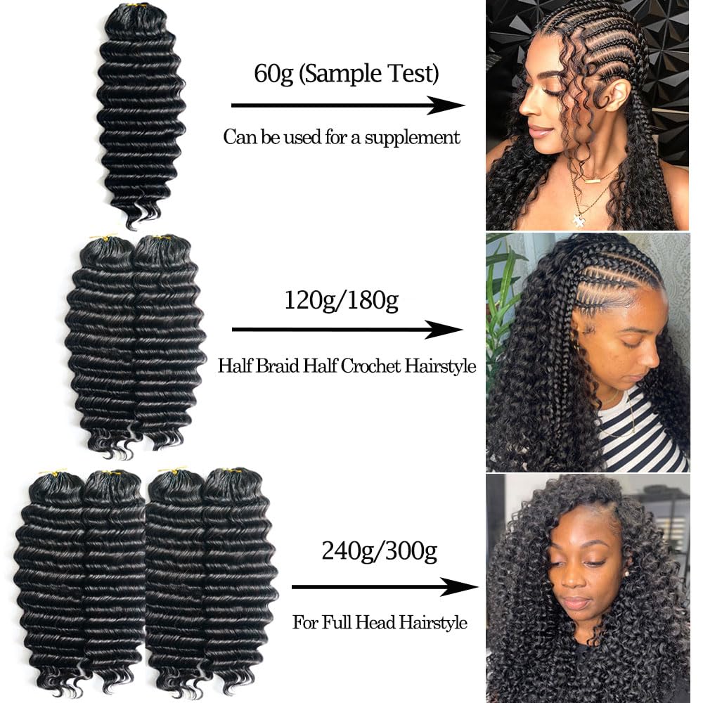 Premium 18 Inch Deep Wave Lightweight Feather Crochet Human Hair Extensions Reusable Natural Deep Wave Crochet Braids