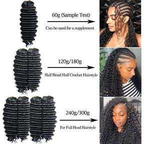 Premium 18 Inch Deep Wave Lightweight Feather Crochet Human Hair Extensions Reusable Natural Deep Wave Crochet Braids