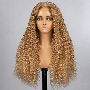 Loose Deep Wave 360 Lace Frontal 27# Honey Blonde Color Human Hair Wigs with Pre Plucked Hairline