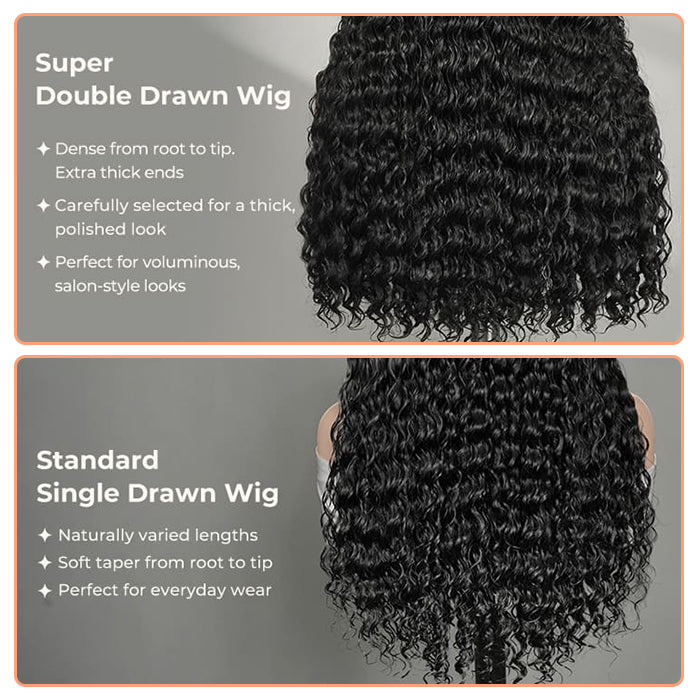 5x5 HD Lace Super Double Drawn Hair Deep Wave Human Hair Wigs Thick Look 350% Density