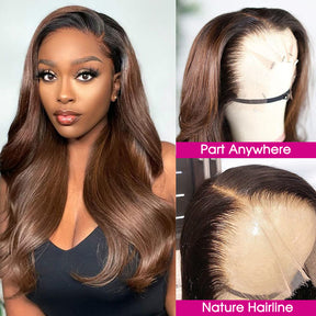 Pizazz T1B-4 Body Wave Full 13x6 Lace Frontal Virgin Human Hair Wigs 250% 12A Grade Human Hair ( 22Inch)