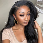 Natural 4c blowout wig - 13x4 Glueless kinky straight wig