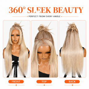 P18/613 Highlights Wig Straight HD Lace Front 13x6 Glueless Pre Plucked Natural Hairline