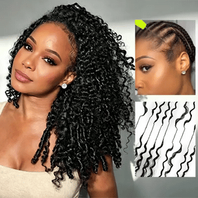 Raw Burmese Curly Crochet Human Hair Pre Separated Miracle Knots Feather Braiding Hair For Boho Knotless Braids Natural Black