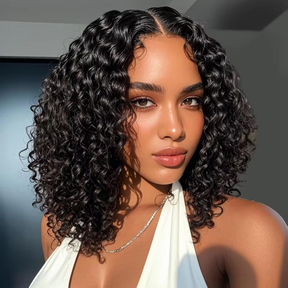 2 Wigs Set |  5x5 Deep Wave Closure Wig & Dark 99J Pixie Wigs Machine Made