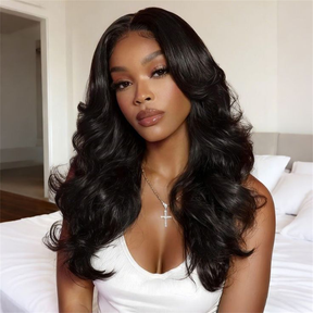 Pull Go 13x6 Full Glueless Wig Transparent Lace Front Wigs Body Wave Natural Black Flash Sale  Pizazz Hair