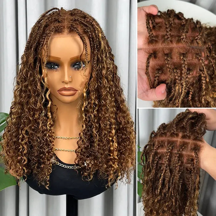 Glueless Knotless Braided Wigs Water Wave 13x6 HD Lace Frontal Glueless Human Hair Wig
