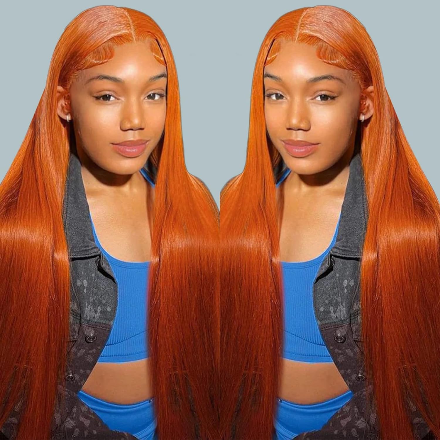 Ginger Orange Color Straight Hair 4x4 5x5 Lace Closure Wigs Preplucked 100% Human Hair Wigs-Pizazz Hair