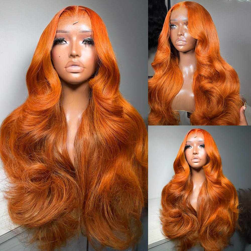 Ginger Lace Front Wigs Human Hair 13x6 HD Lace Wig with Pre-plucked Hairline