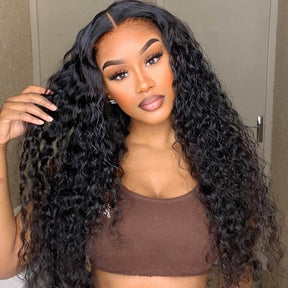13x6 Full HD Invisible Lace Frontal Wigs Water Wave Human Hair Wigs with Natural Looking Hairline