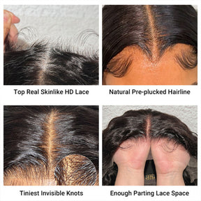 Pre-Bleached Knots Clear & Clean Hairline Glueless Wig HD Lace Front Human Hair Wig Pre-Plucked 180%