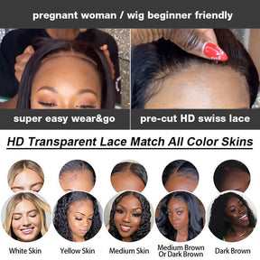 Body Wave 13x4 Pre Cut HD Lace Frontal Human Hair Wigs Glueless Wear And Go Wigs For Beginners