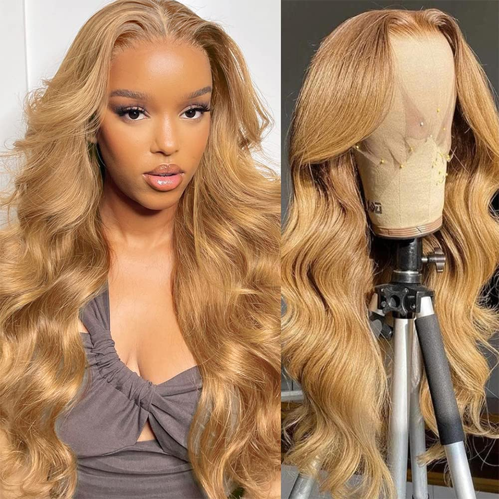 Pizazz 13x6 Honey Blonde Lace Front Wig 27# Colored Lace Front Wigs For Women Pre Plucked (26inch)
