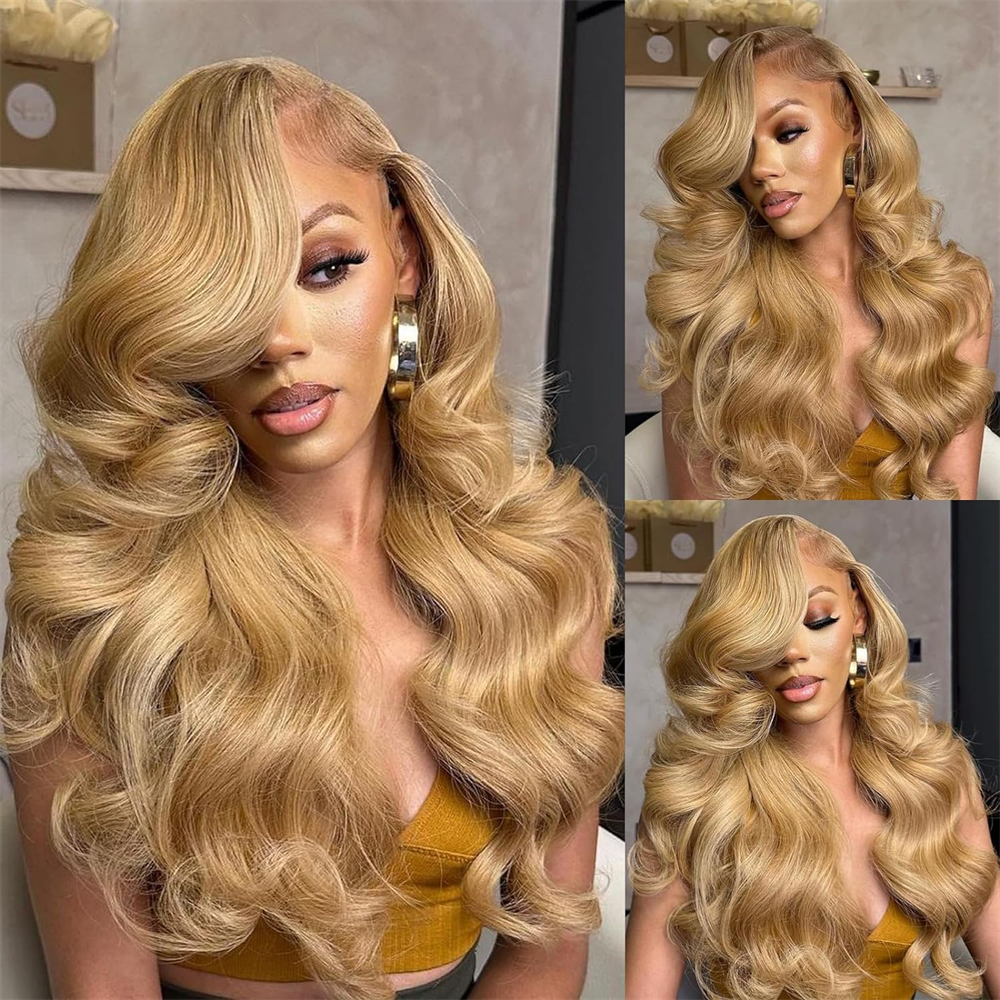 Pizazz 13x6 Honey Blonde Lace Front Wig 27# Colored Lace Front Wigs For Women Pre Plucked (26inch)