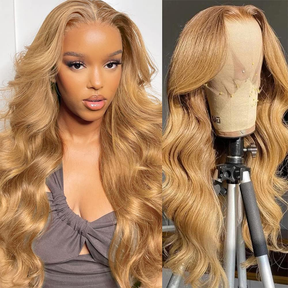 Pizazz 13x6 Honey Blonde Lace Front Wig 27# Colored Lace Front Wigs For Women Pre Plucked (26inch)
