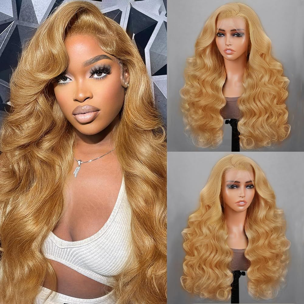 Pizazz 13x6 Honey Blonde Lace Front Wig 27# Colored Lace Front Wigs For Women Pre Plucked (26inch)