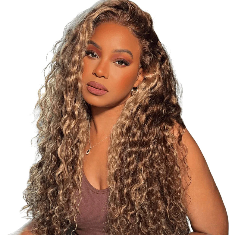 Water Wave 4/27 Highlight Wear Go Glueless Wig Pre-cut Lace Wig