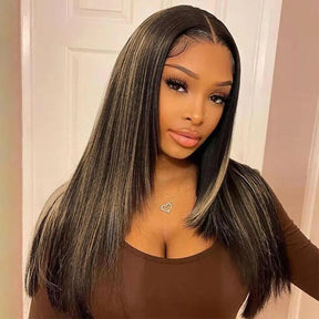 Layered Cut 4/27 Highlight Straight Human Hair Wigs 13x6 Glueless HD Lace Wig Human Hair