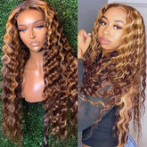 Ombre Highlight Honey Blonde Loose Deep Wave Wig 13x4 HD Lace Front Human Hair Wig