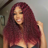 Pizazz Hair 30inch Jerry Curly 99j Burgundy 13x6 Hd Lace Frontal Human Hair Wigs  100% Human Hair Flash Sale