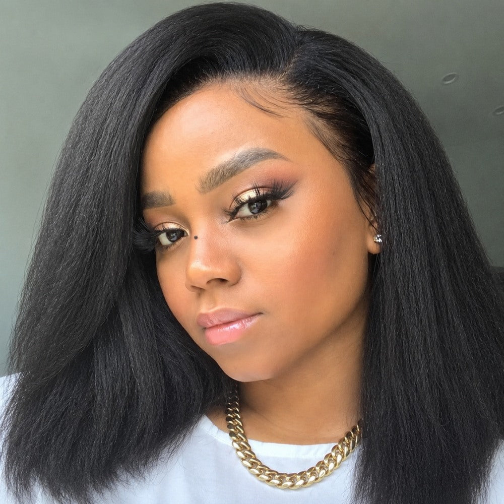 2 Wigs Set | 220% Density  5x5 Water Wave Bob Lace Wig and Kinky Straight Bob V Part Wig Flash Sale