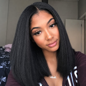 2 Wigs Set | 220% Density  5x5 Water Wave Bob Lace Wig and Kinky Straight Bob V Part Wig Flash Sale