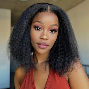 Wear&Go Glueless Kinky Straight Bob HD Closure Wig Pre Bleached Knots