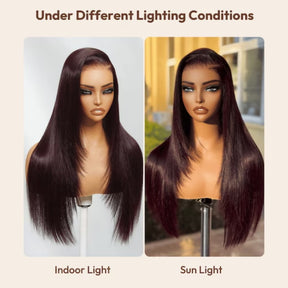 Pizazz Hair Black Cherry Layered Cut  8x5 Glueless Wig Straight/Body Wave And 13x4 Lace Front Human Hair Wigs 220% Density