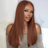Reddish Brown Layered Cut Straight HD Lace Glueless Wig Pre Plucked Bleached Knots