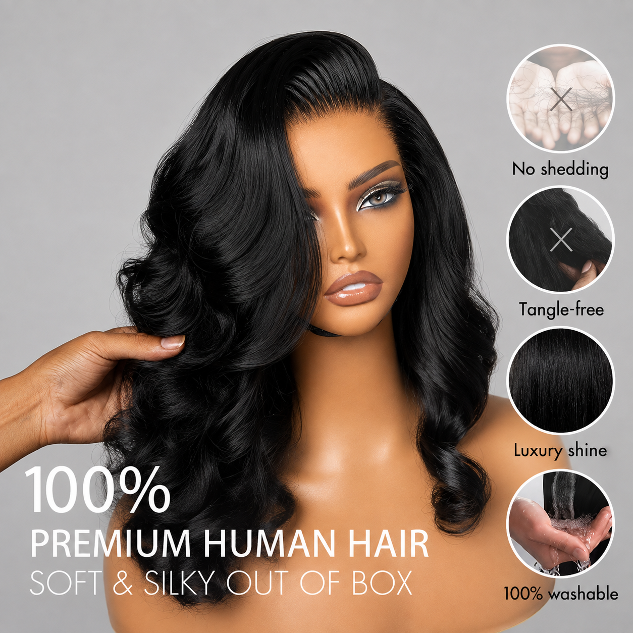 Glueless Loose Body Wave Bob Wig Human Hair 220% Density HD Lace Front Wig Pre Plucked Natural Black