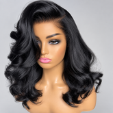 Glueless Loose Body Wave Bob Wig Human Hair 220% Density HD Lace Front Wig Pre Plucked Natural Black
