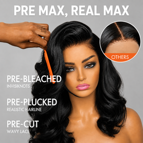 Glueless Loose Body Wave Bob Wig Human Hair 220% Density HD Lace Front Wig Pre Plucked Natural Black