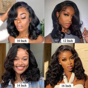 Loose Body Wave Short Bob Wigs Pre Plucked 13x4 Lace Front Wigs Human Hair 220% Density